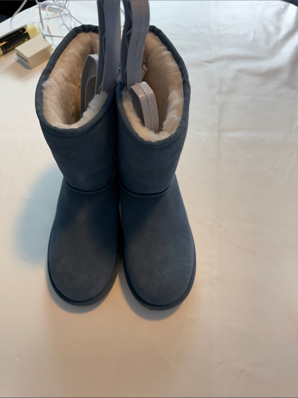 Koolaburra Plush Shearling-Lined Mid-Calf Boots in Slate Blue